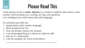 Aphasia ID Card
