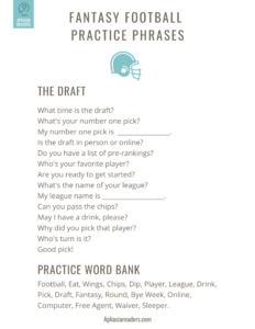 Fantasy Football Functional Phrases