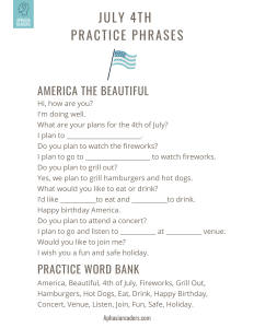 4th of July Fridge Functional Phrases