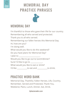 Memorial Day Fridge Functional Phrases